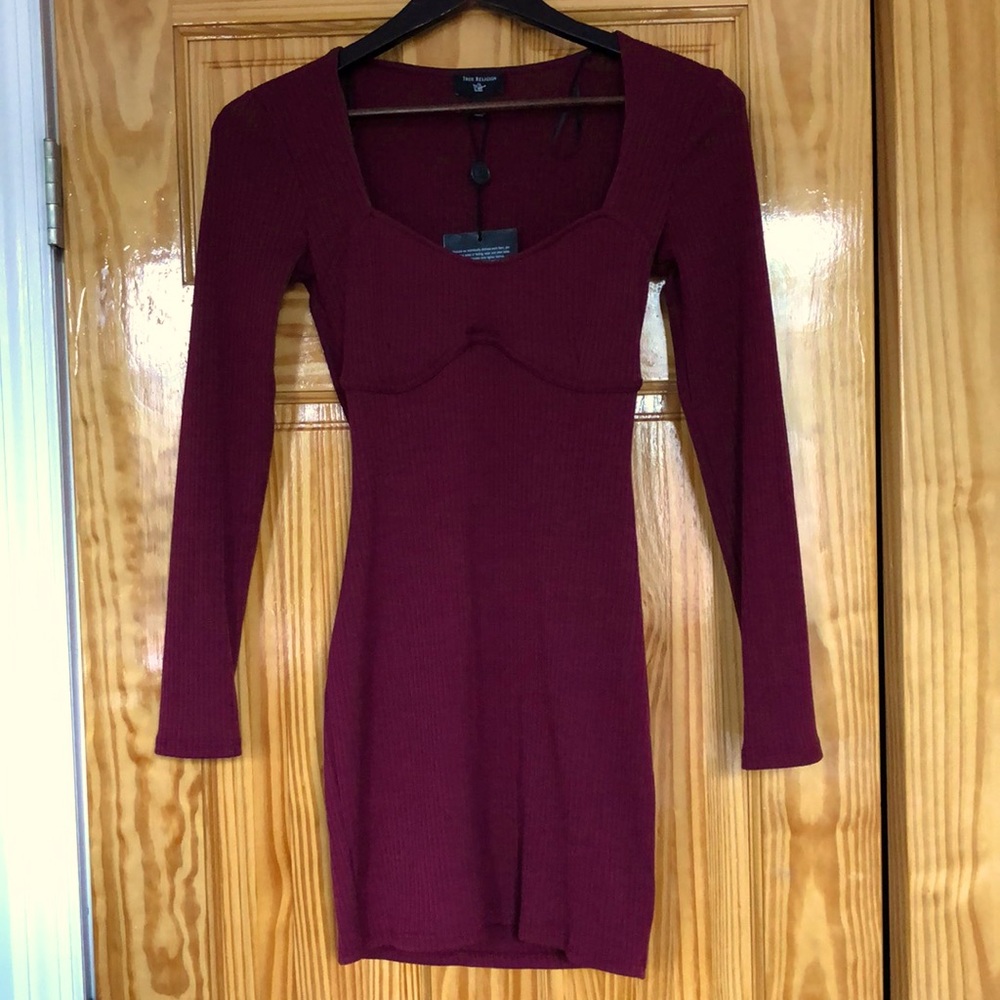 True Religion Burgundy Rib Corset Dress